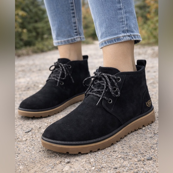 UGG Shoes - UGG Neumel Boots Black Suede Chukka Gum Middle Sole Size 9 EU 40
